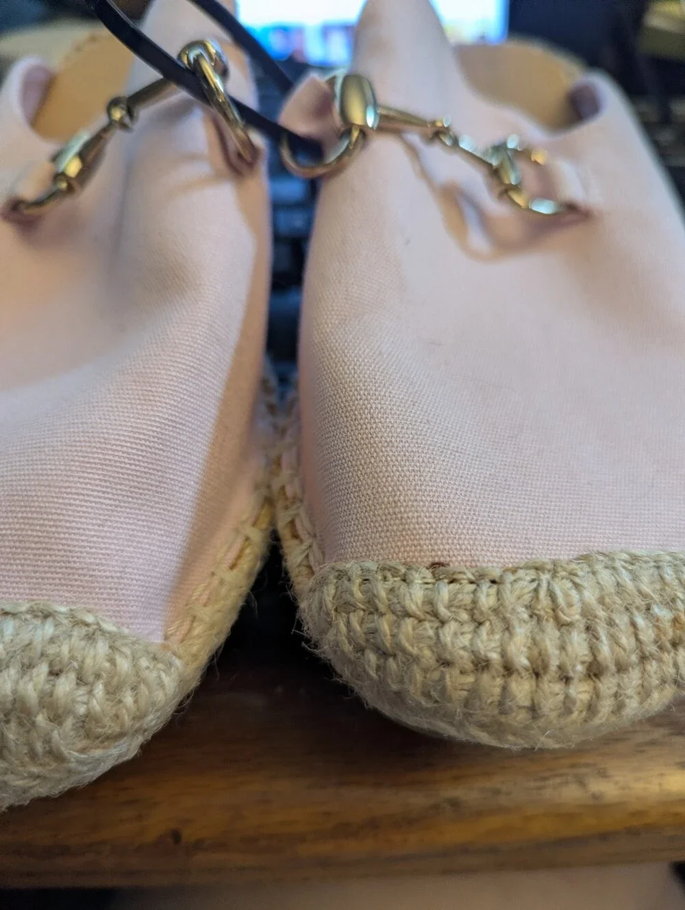 NWOT Madden Girl Pink Canvas Jute Trim Mules Sz 7.5